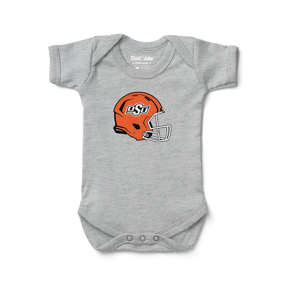 Newborn & Infant Chad Jake Heather Gray Oklahoma State Cowboys Helmet Logo Bodysuit