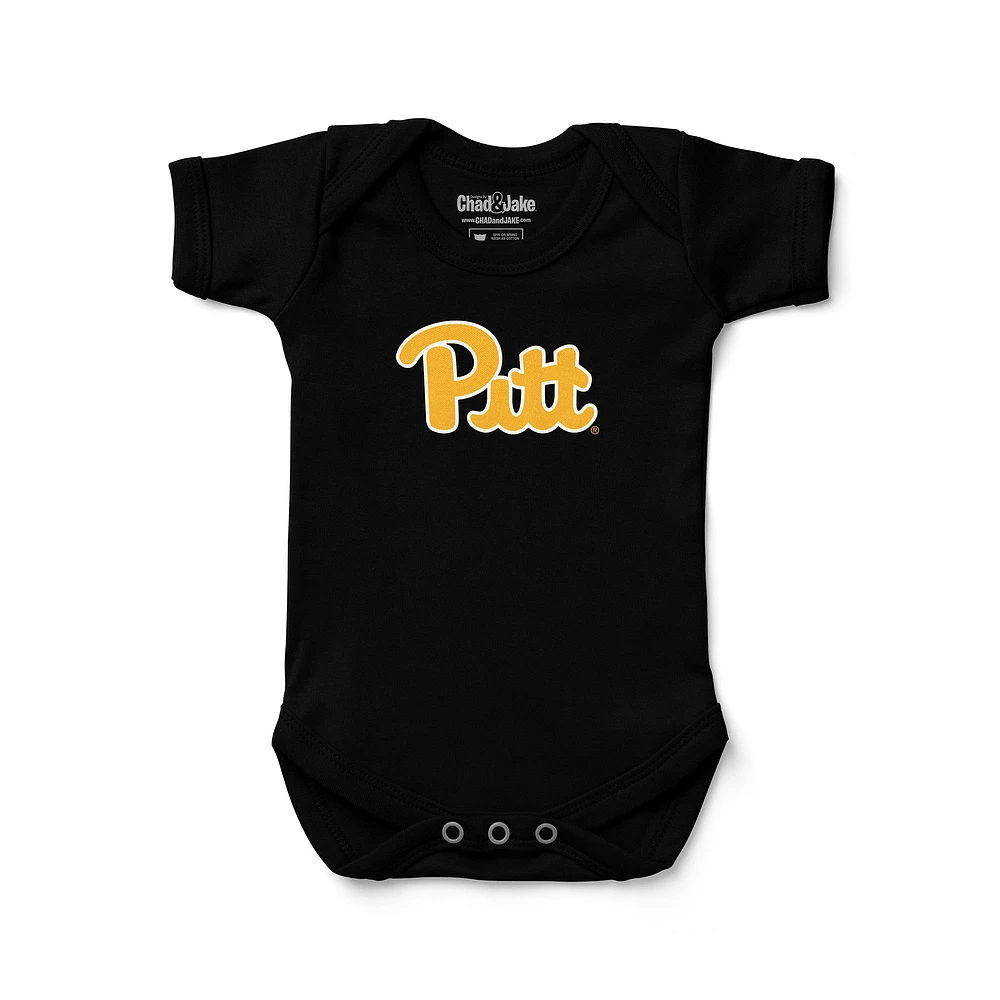 Newborn & Infant Chad Jake Black Pitt Panthers Primary Logo Bodysuit