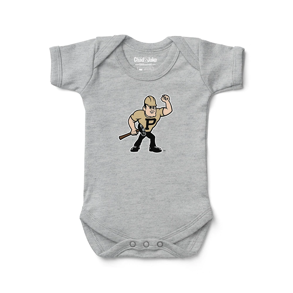 Newborn & Infant Chad Jake Heather Gray Purdue Boilermakers Mascot Logo Bodysuit