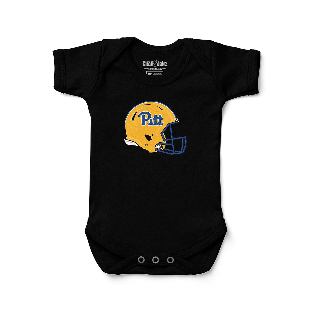 Newborn & Infant Chad Jake Black Pitt Panthers Helmet Logo Bodysuit