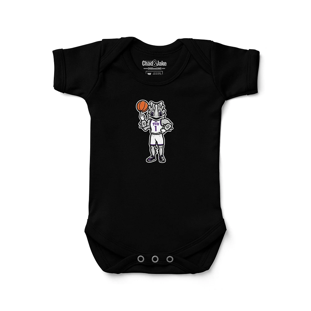 Newborn & Infant Chad Jake Black TCU Horned Frogs Basketball Logo Bodysuit
