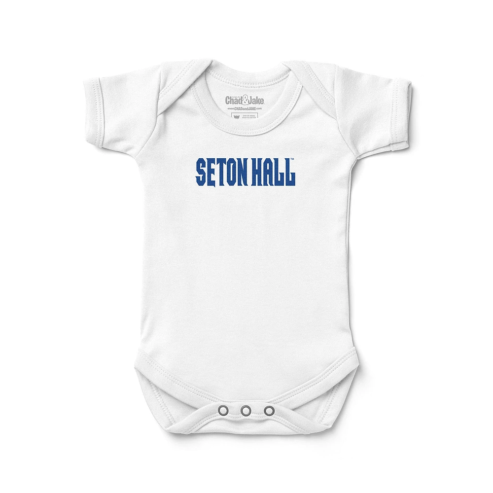 Newborn & Infant Chad Jake White Seton Hall Pirates Wordmark Logo Bodysuit