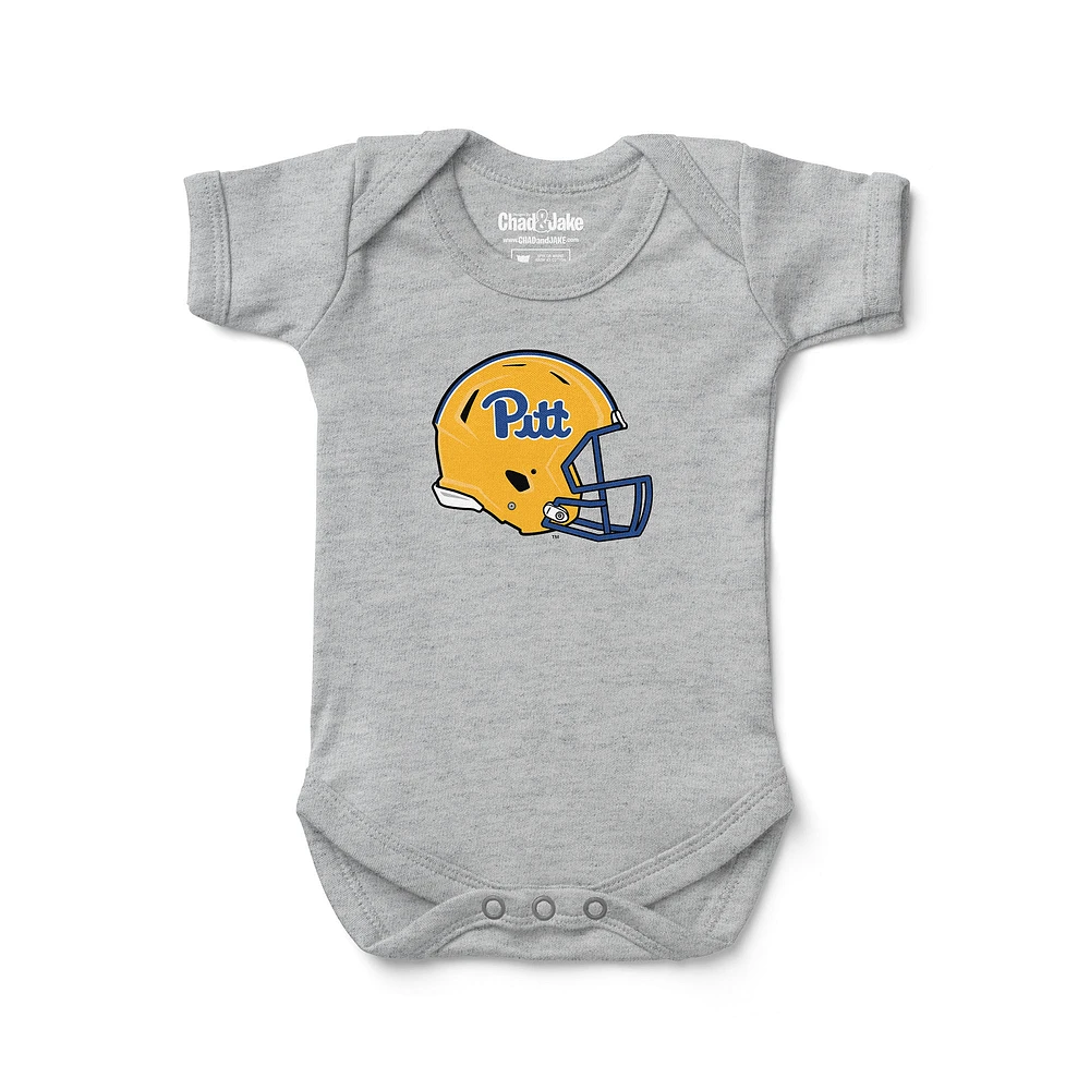 Newborn & Infant Chad Jake Heather Gray Pitt Panthers Helmet Logo Bodysuit