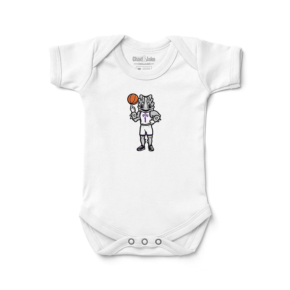 Newborn & Infant Chad Jake White TCU Horned Frogs Basketball Logo Bodysuit