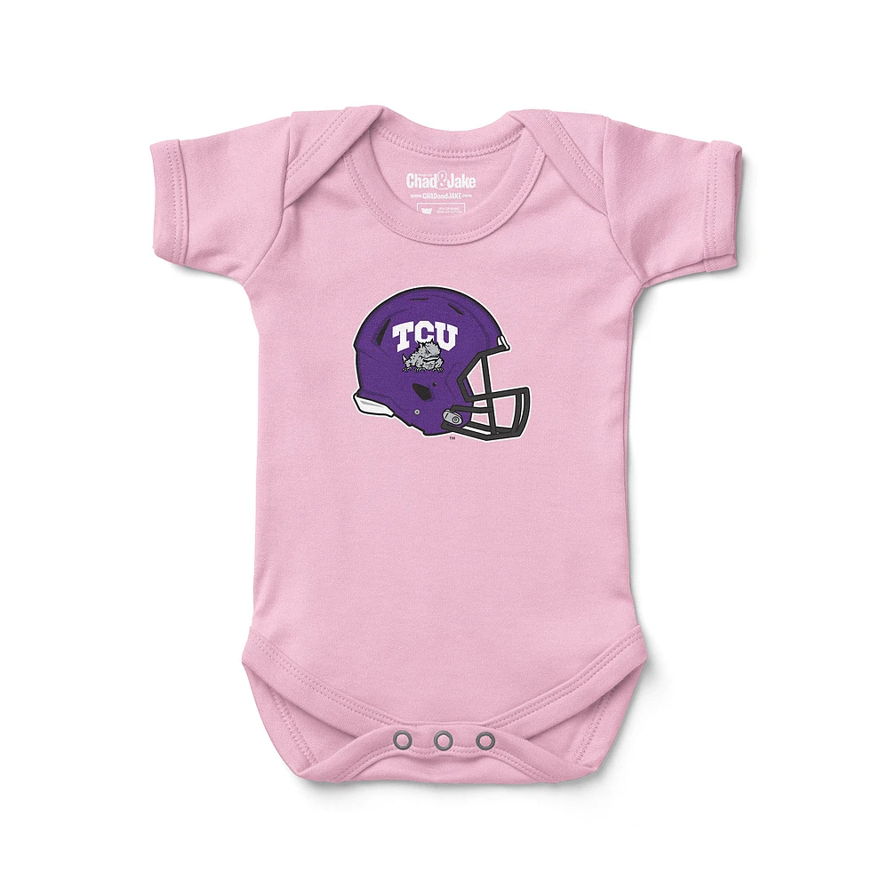 Newborn & Infant Chad Jake Pink TCU Horned Frogs Helmet Logo Bodysuit