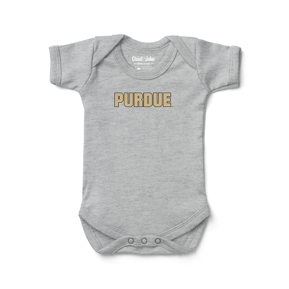 Newborn & Infant Chad Jake Heather Gray Purdue Boilermakers Wordmark Logo Bodysuit