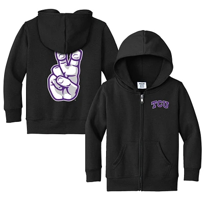 Toddler Chad & Jake Black TCU Horned Frogs Primary Logo Full-Zip Hoodie
