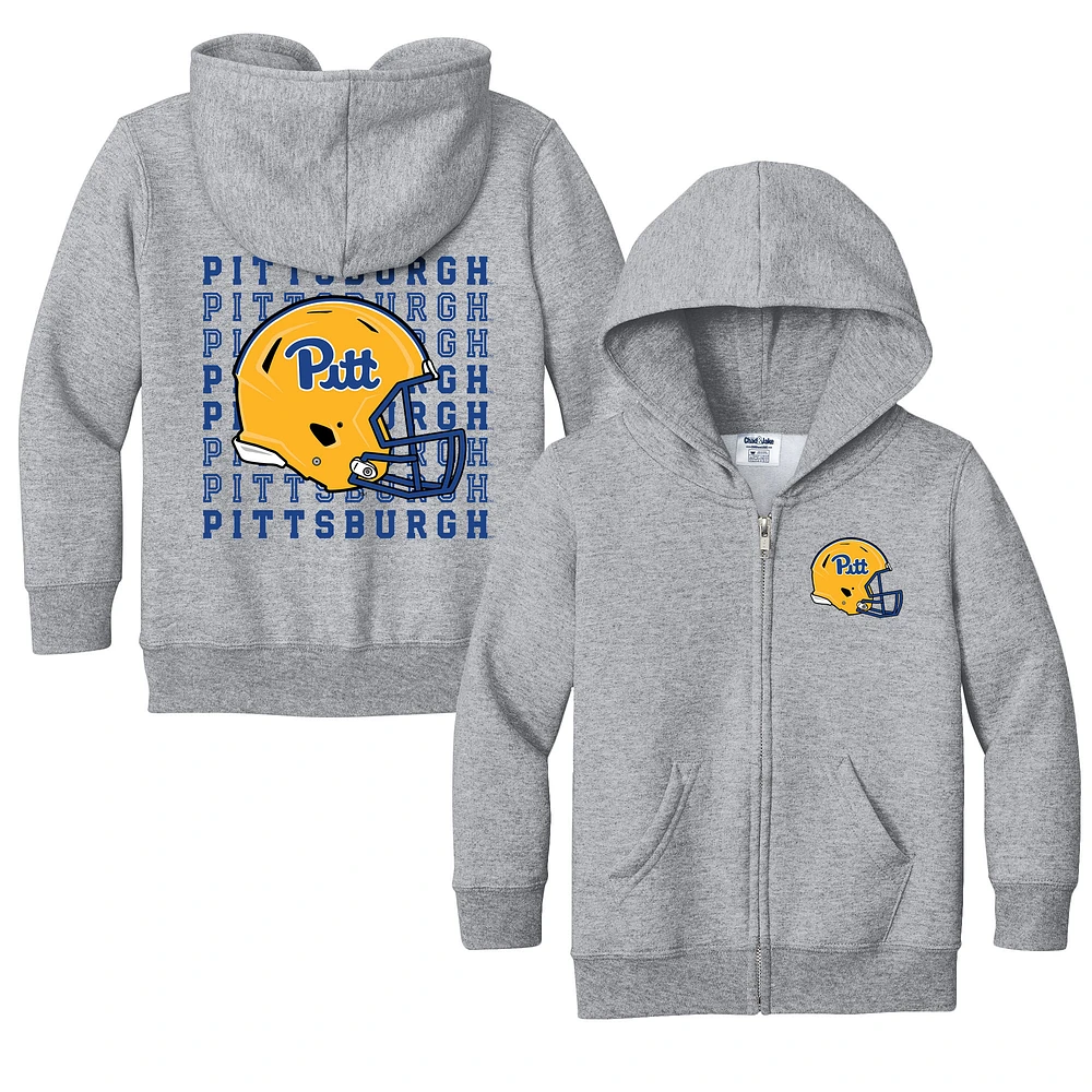 Toddler Chad & Jake Heather Gray Pitt Panthers Retro Full-Zip Hoodie