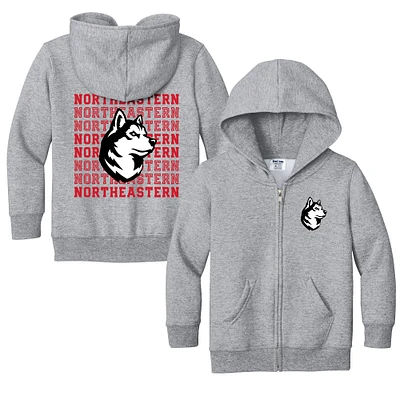 Toddler Chad & Jake Heather Gray Northeastern Huskies Retro Full-Zip Hoodie