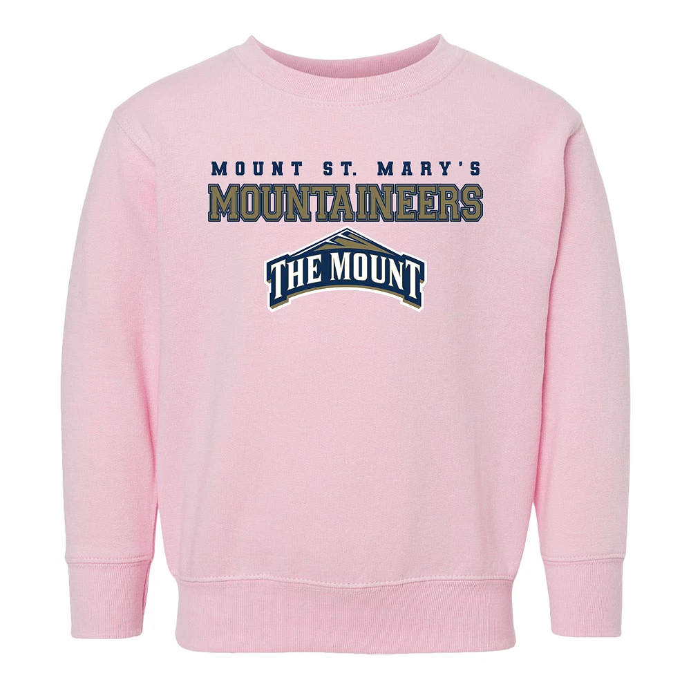 Toddler Chad & Jake Pink Mount St. Mary's Mountaineers Varsity Design Crewneck Sweatshirt