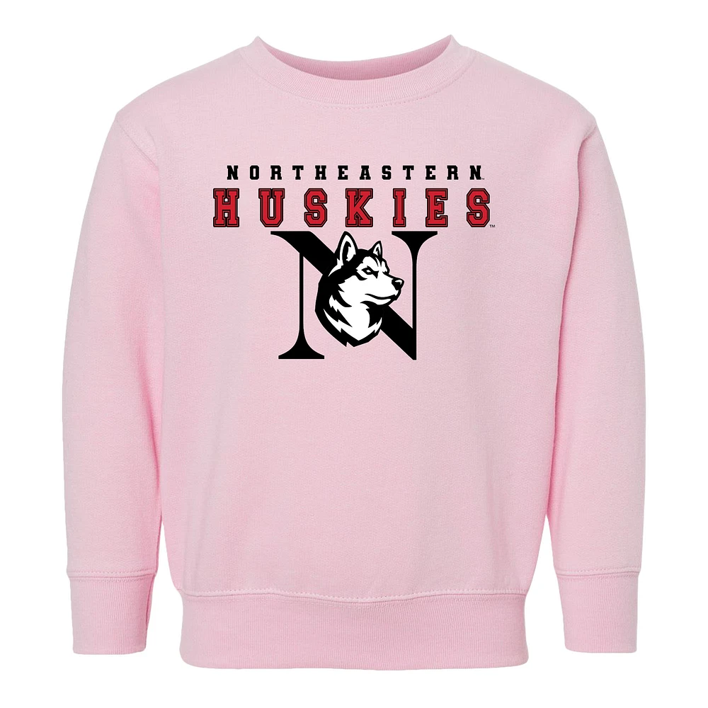 Toddler Chad & Jake Pink Northeastern Huskies Varsity Design Crewneck Sweatshirt