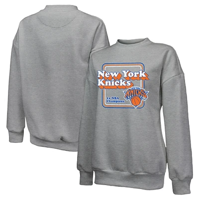 Women's Majestic Threads Gray New York Knicks Classic Tri-Blend Pullover Sweatshirt