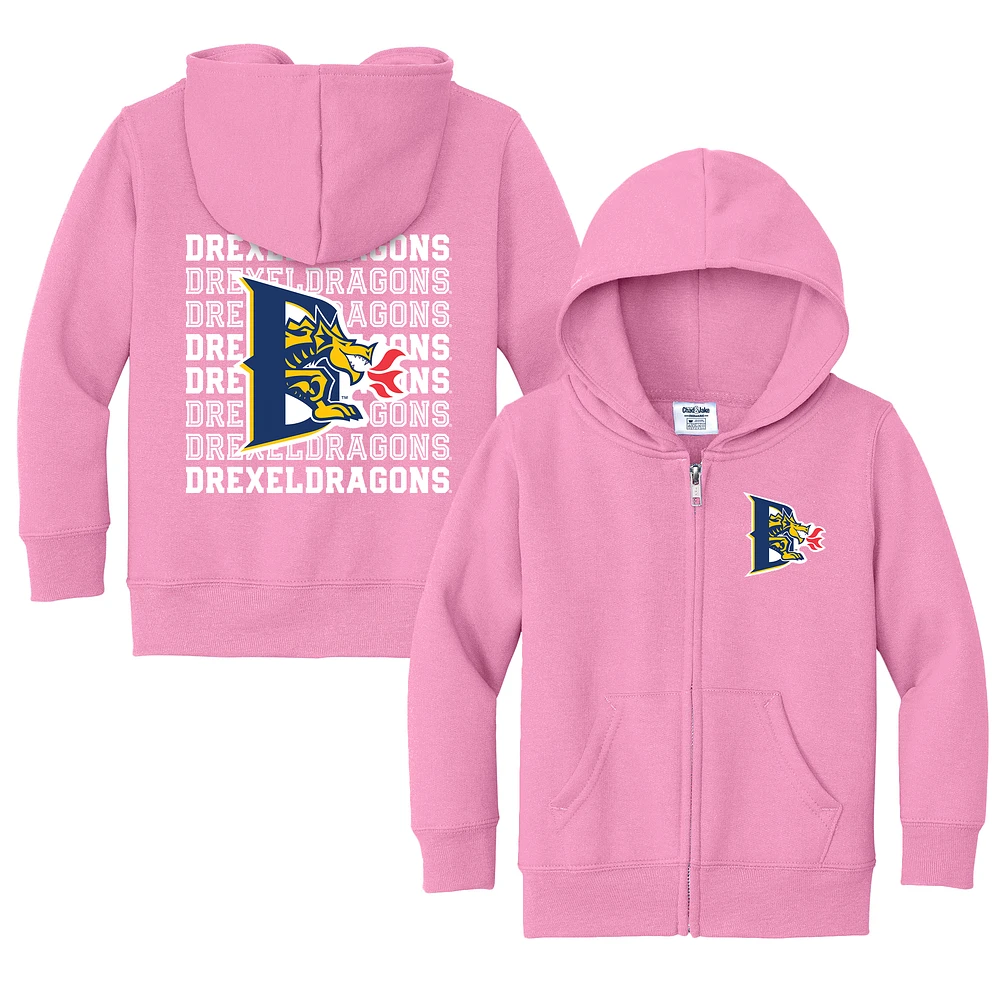 Toddler Chad & Jake Pink Drexel Dragons Retro Full-Zip Hoodie