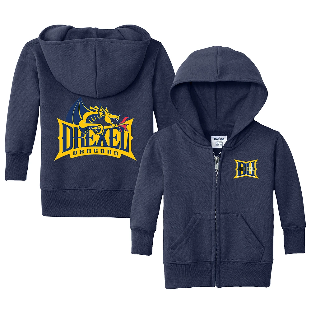 Infant Chad & Jake Navy Drexel Dragons Primary Logo Full-Zip Hoodie