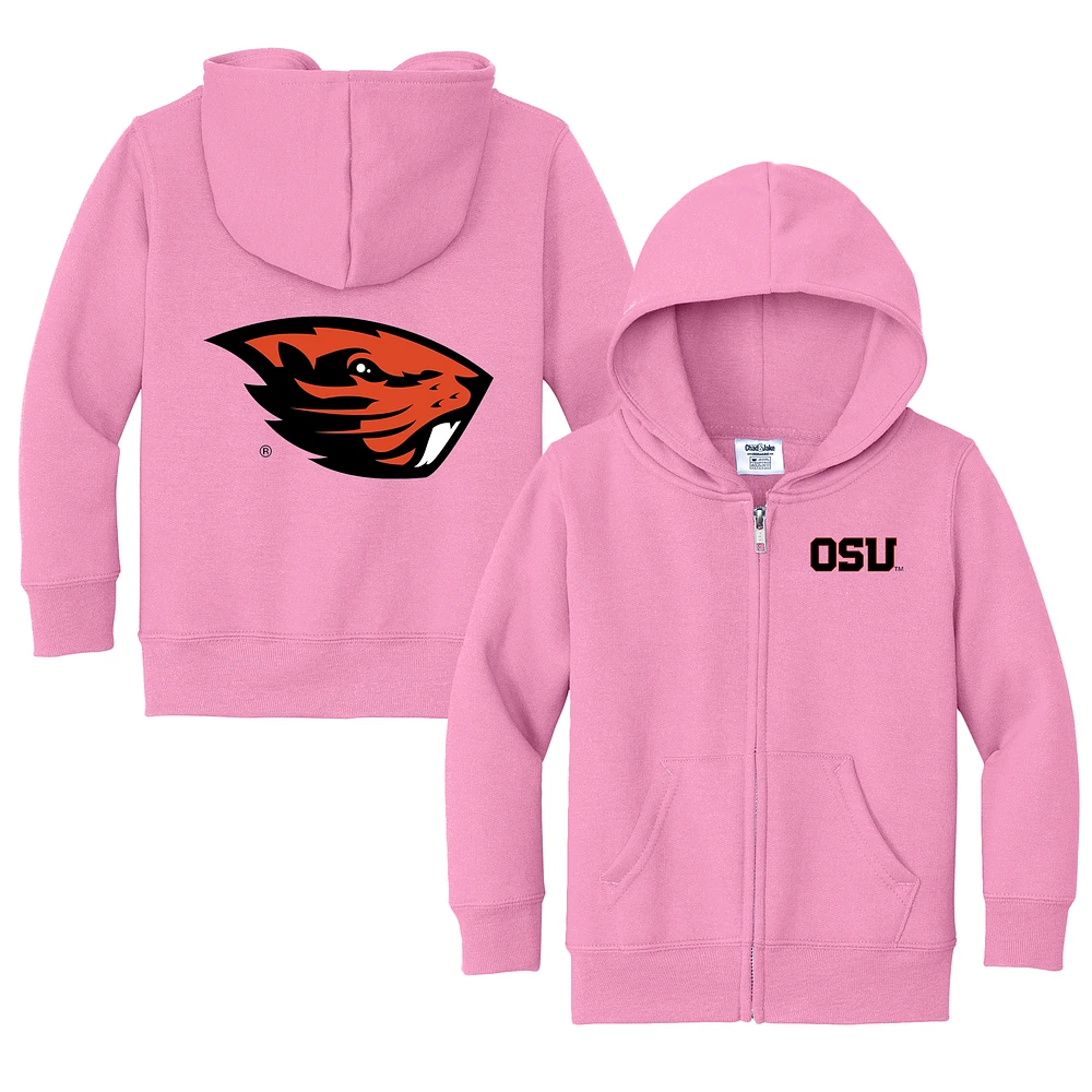 Toddler Chad & Jake Pink Oregon State Beavers Primary Logo Full-Zip Hoodie