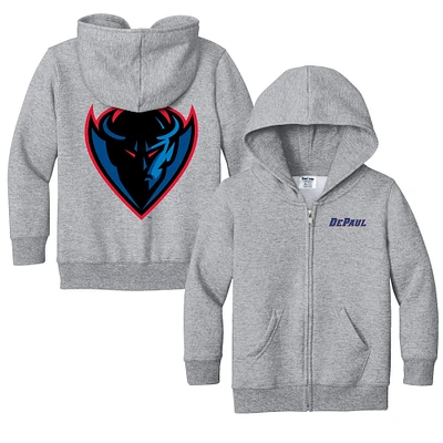 Toddler Chad & Jake Heather Gray DePaul Blue Demons Primary Logo Full-Zip Hoodie