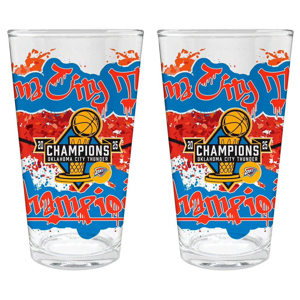 Oklahoma City Thunder 2025 NBA Finals Champions Two-Piece 16oz. Pint Glass Set