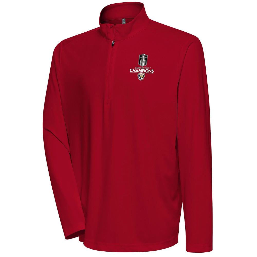 Men's Fanatics Red Florida Panthers 2025 Stanley Cup Champions Flex Quarter-Zip Pullover
