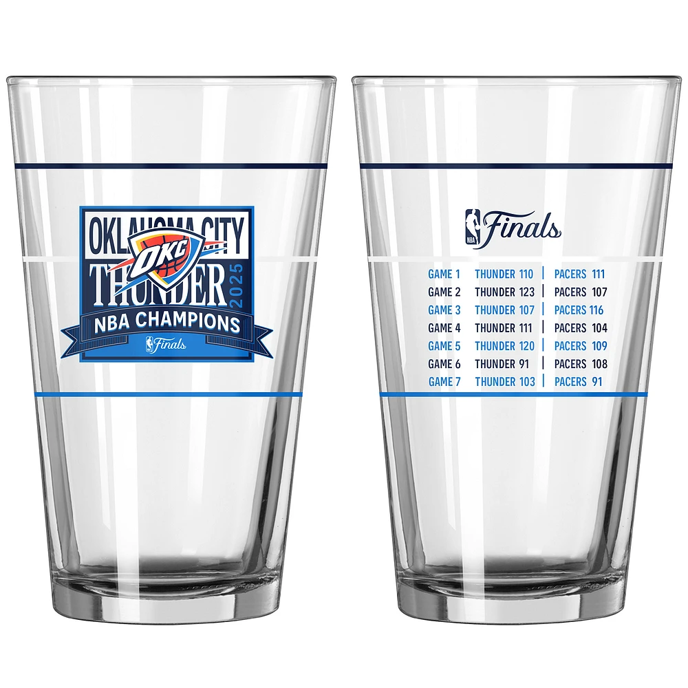 Logo Brands Oklahoma City Thunder 2025 NBA Finals Champions Two-Piece 16oz. Score Pint Glass Set