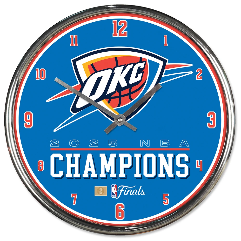 WinCraft Oklahoma City Thunder 2025 NBA Finals Champions 12" Chrome Wall Clock