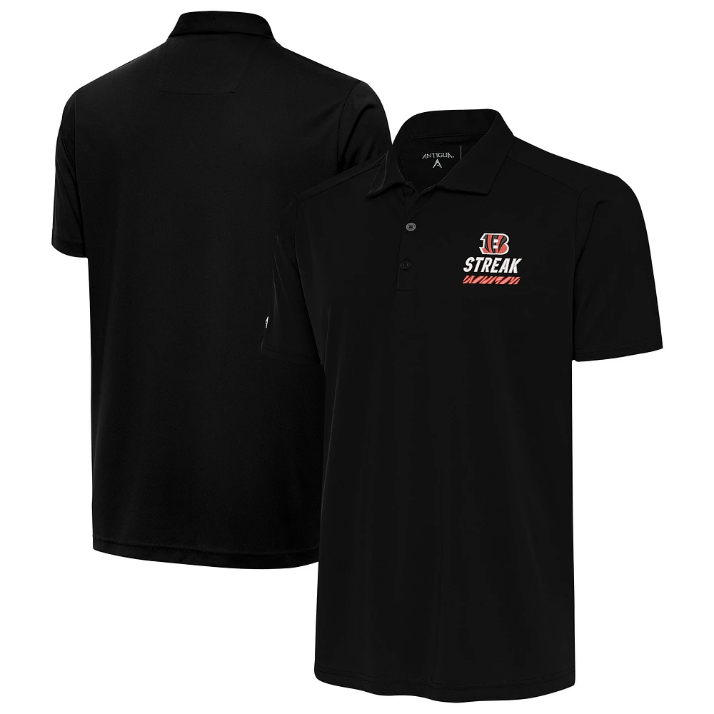 Men's Antigua Black Cincinnati Bengals Big & Tall Streak Tribute Polo