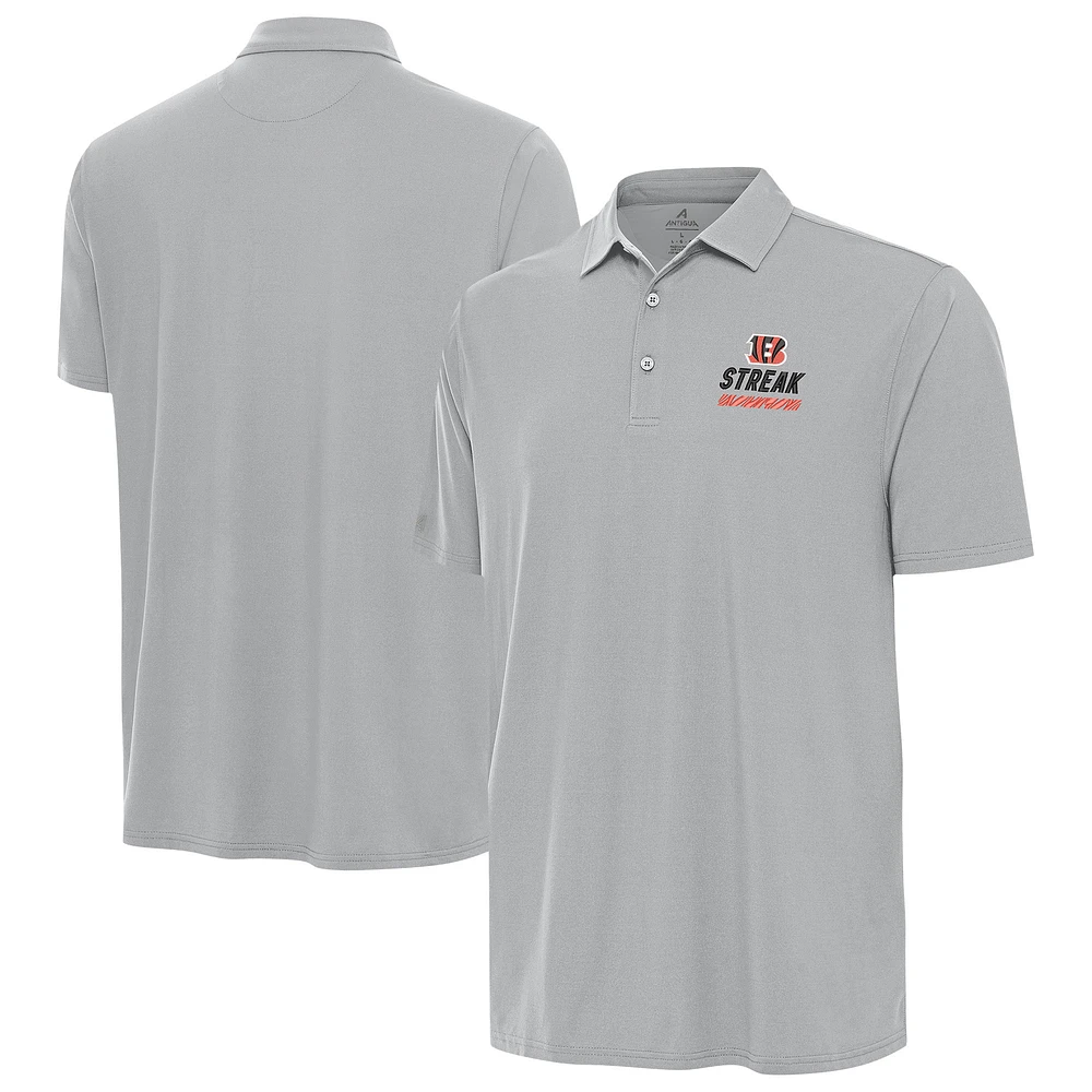 Men's Antigua Gray Cincinnati Bengals Streak Era Polo