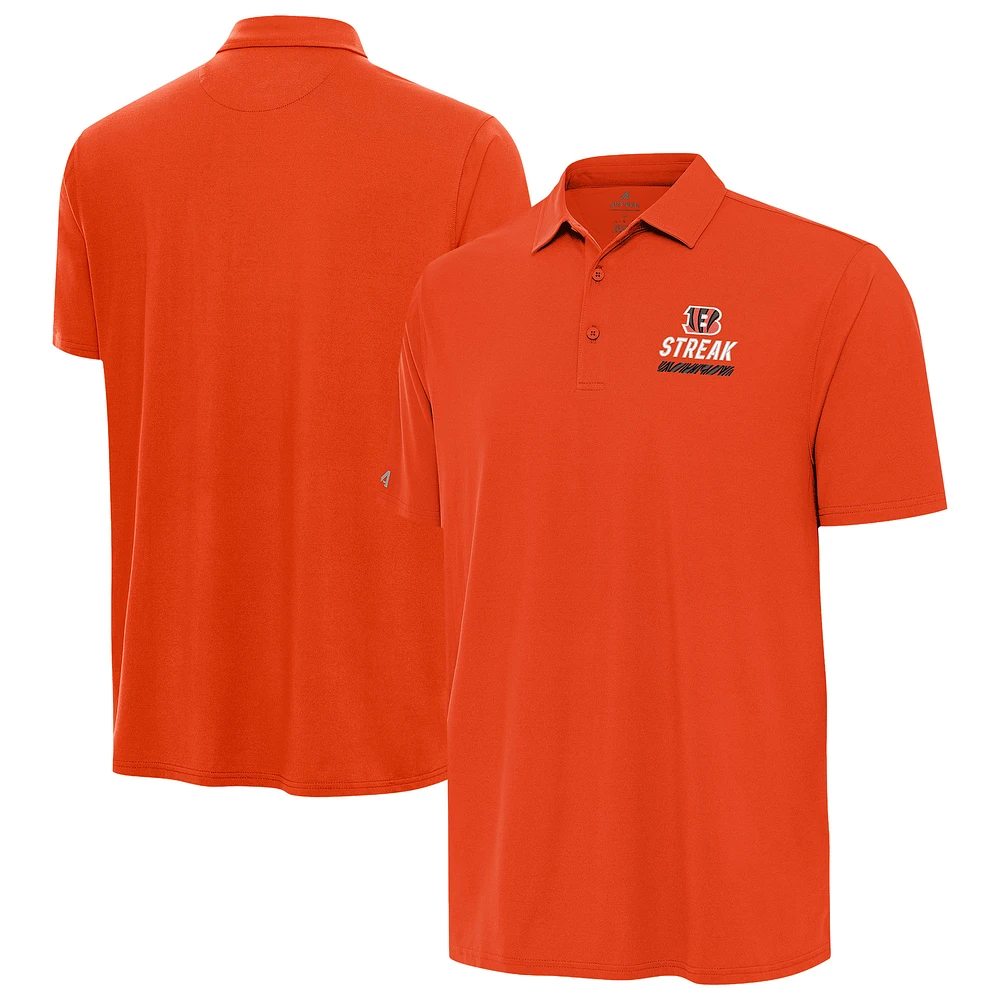 Men's Antigua Orange Cincinnati Bengals Streak Era Polo