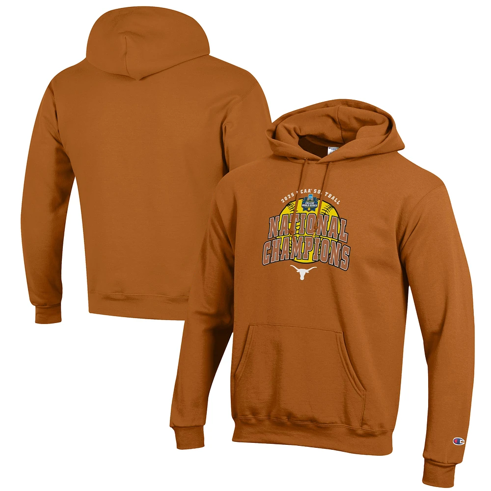 Men's Champion Texas Orange Longhorns 2025 NCAA Softball Women's College World Series Champions Eco Powerblend Pullover Hoodie