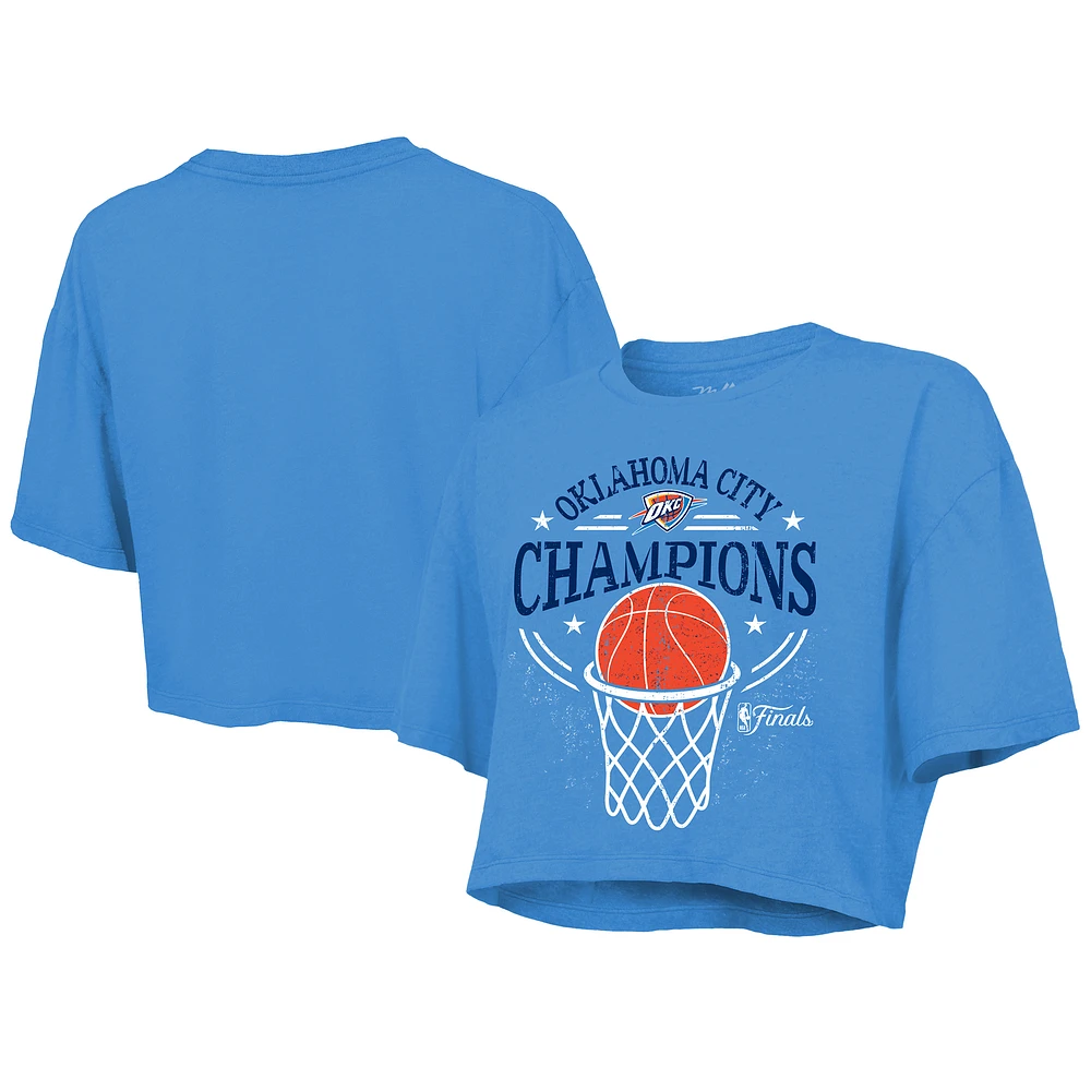 Women's Majestic Threads Blue Oklahoma City Thunder 2025 NBA Finals Champions Boxy Crop Top