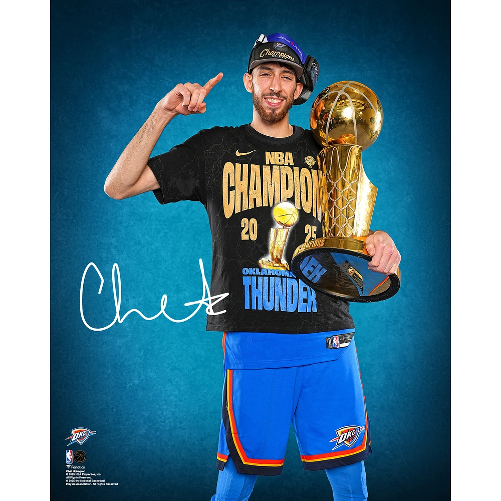 Chet Holmgren Oklahoma City Thunder Autographed 8" x 10" 2025 NBA Finals Champions Trophy Photograph