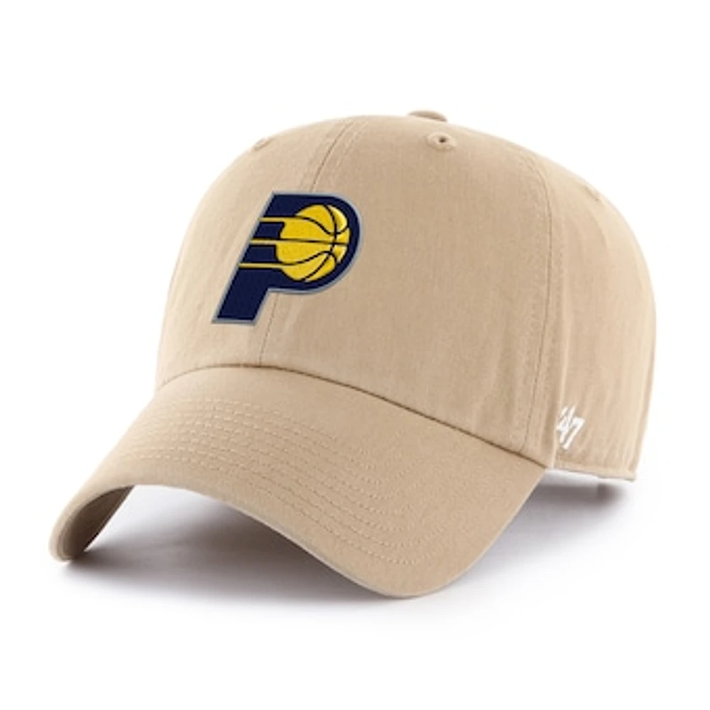Men's '47 Khaki Indiana Pacers Primary Logo Clean Up Adjustable Hat