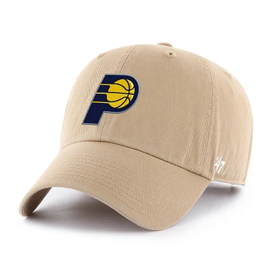 Men's '47 Khaki Indiana Pacers Primary Logo Clean Up Adjustable Hat