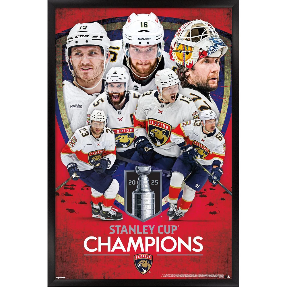 Florida Panthers 2025 Stanley Cup Champions Framed 22.375" x 34" Poster
