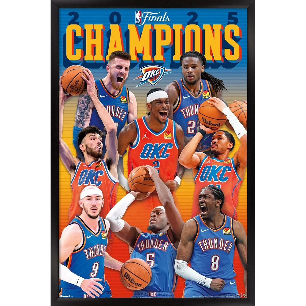 Oklahoma City Thunder 2025 NBA Finals Champions Framed 22.375" x 34" Poster