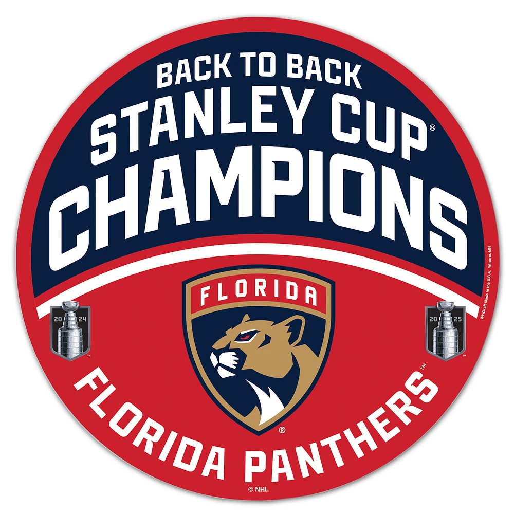 WinCraft Florida Panthers Back-To-Back Stanley Cup Champions 14" Round Wood Sign