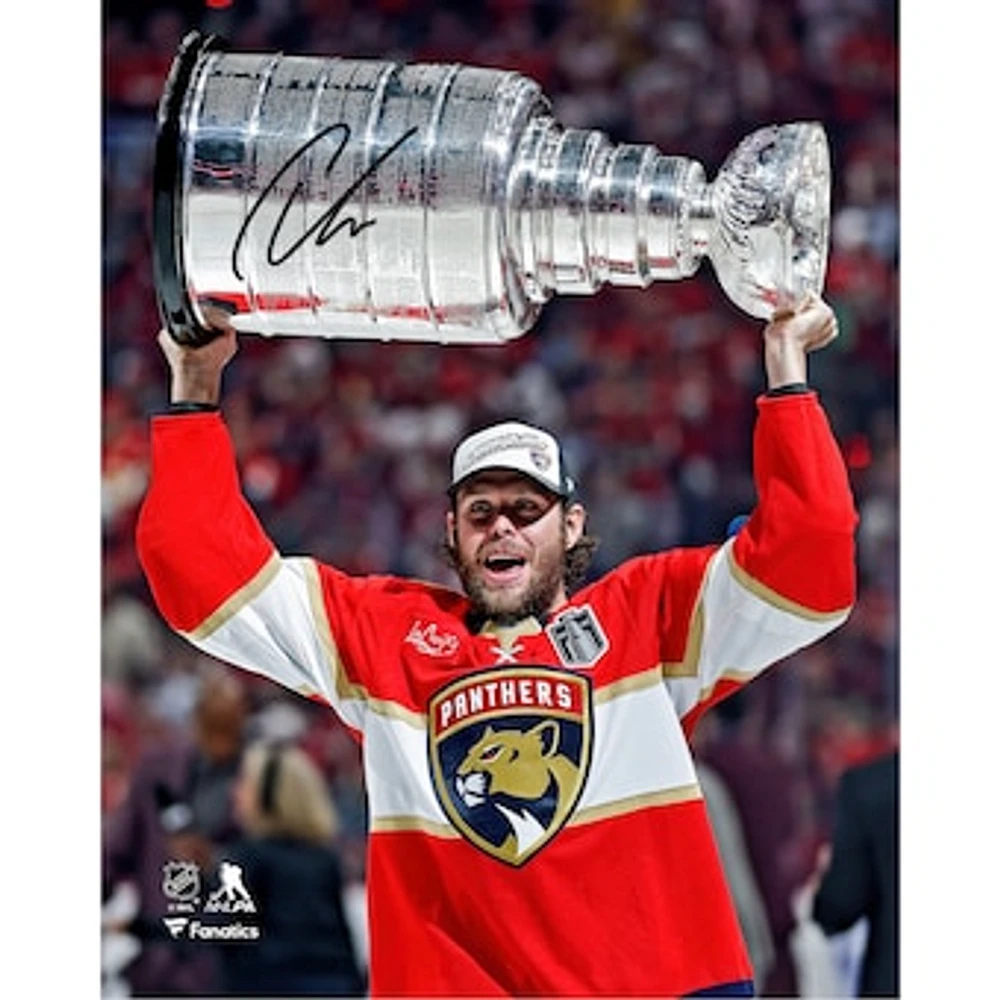 Carter Verhaeghe Florida Panthers Autographed 2025 Stanley Cup Champions 8" x 10" Raising Cup Photograph