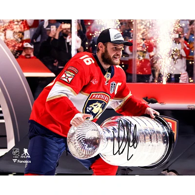 Aleksander Barkov Florida Panthers Autographed 2025 Stanley Cup Champions 8" x 10" Raising Cup Photograph
