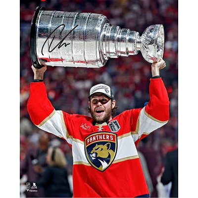 Carter Verhaeghe Florida Panthers Autographed 2025 Stanley Cup Champions 16" x 20" Raising Cup Photograph