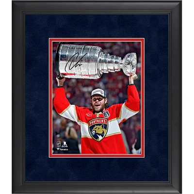 Carter Verhaeghe Florida Panthers Autographed 2025 Stanley Cup Champions Framed 8" x 10" Raising Cup Photograph