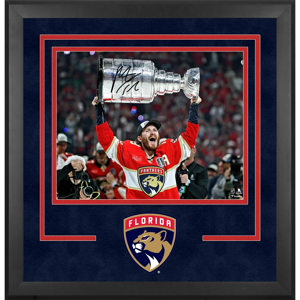Matthew Tkachuk Florida Panthers Autographed 2025 Stanley Cup Champions Deluxe Framed 16" x 20" Raising Cup Photograph