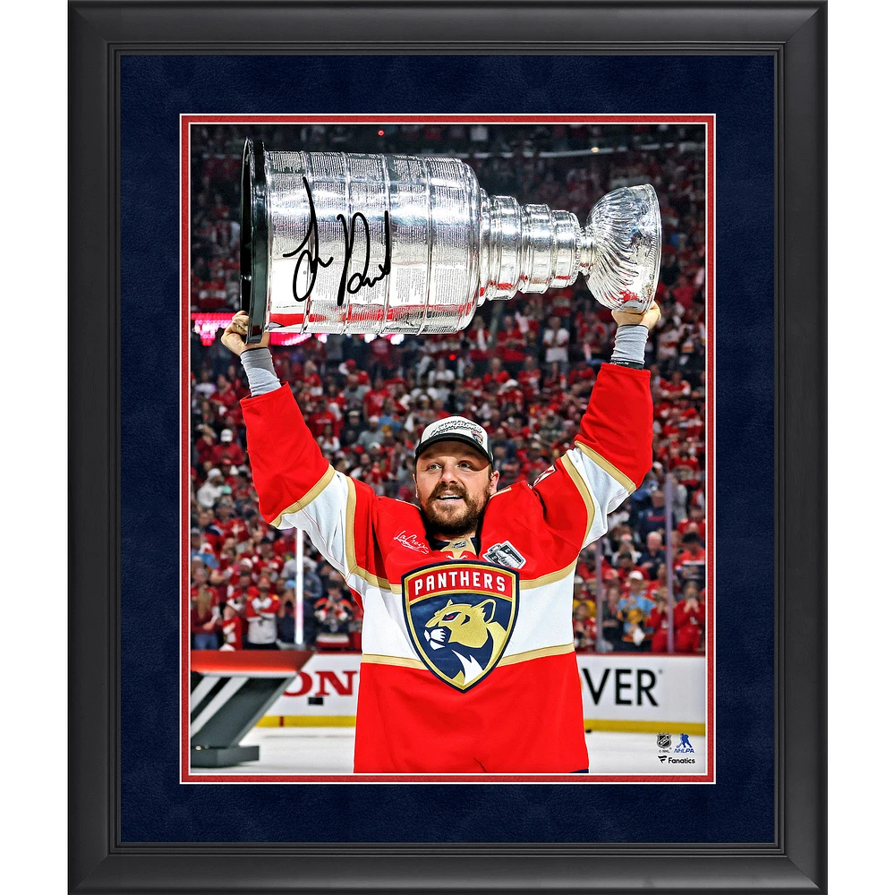 Sam Reinhart Florida Panthers Autographed 2025 Stanley Cup Champions Framed 16" x 20" Raising Cup Photograph
