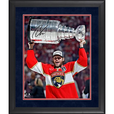 Carter Verhaeghe Florida Panthers Autographed 2025 Stanley Cup Champions Framed 16" x 20" Raising Cup Photograph