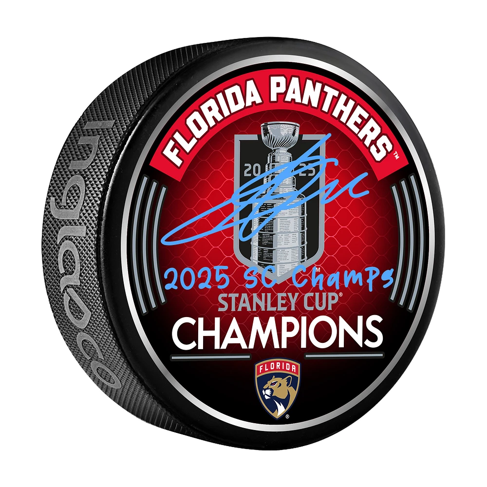 Sergei Bobrovsky Florida Panthers Autographed 2025 Stanley Cup Champions Hockey Puck with "2025 SC Champs" Inscription