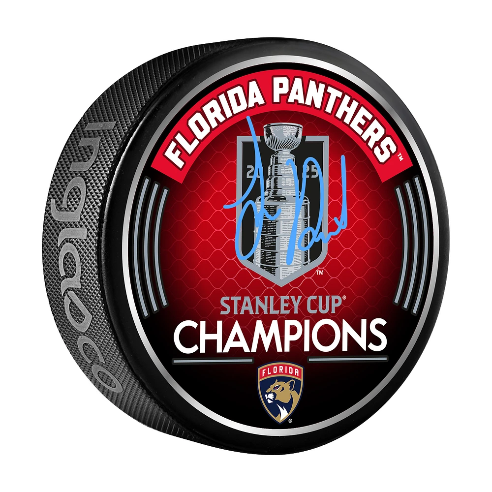 Sam Reinhart Florida Panthers Autographed 2025 Stanley Cup Champions Hockey Puck