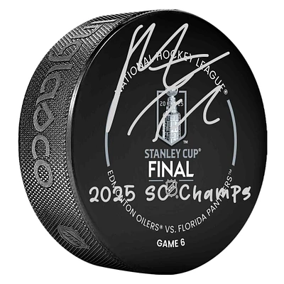 Matthew Tkachuk Florida Panthers Autographed 2025 Stanley Cup Champions Official Game Puck with "2025 SC Champs" Inscription