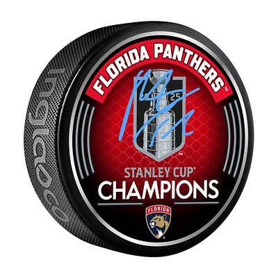 Matthew Tkachuk Florida Panthers Autographed 2025 Stanley Cup Champions Hockey Puck
