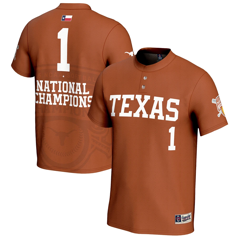 Youth GameDay Greats #1 Texas Orange Longhorns 2025 NCAA Softball Women's College World Series Champions Lightweight Commemorative Fashion Jersey
