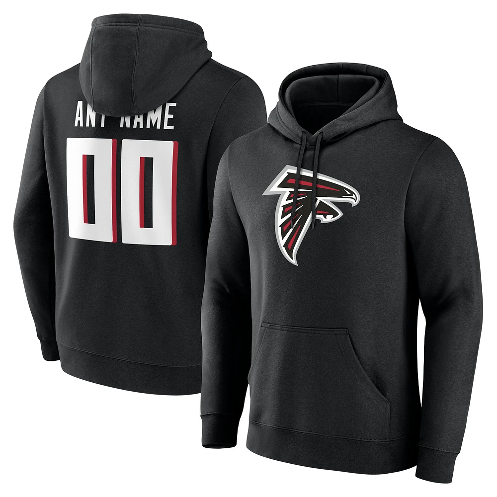 Men's Black Atlanta Falcons Team Authentic Custom Name & Number Pullover Hoodie