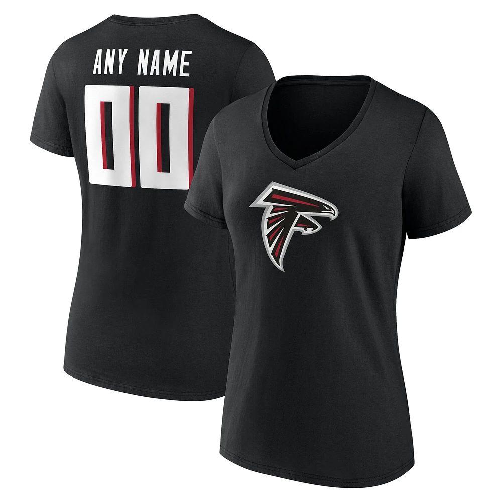 Women's Black Atlanta Falcons Team Authentic Custom Name & Number V-Neck T-Shirt