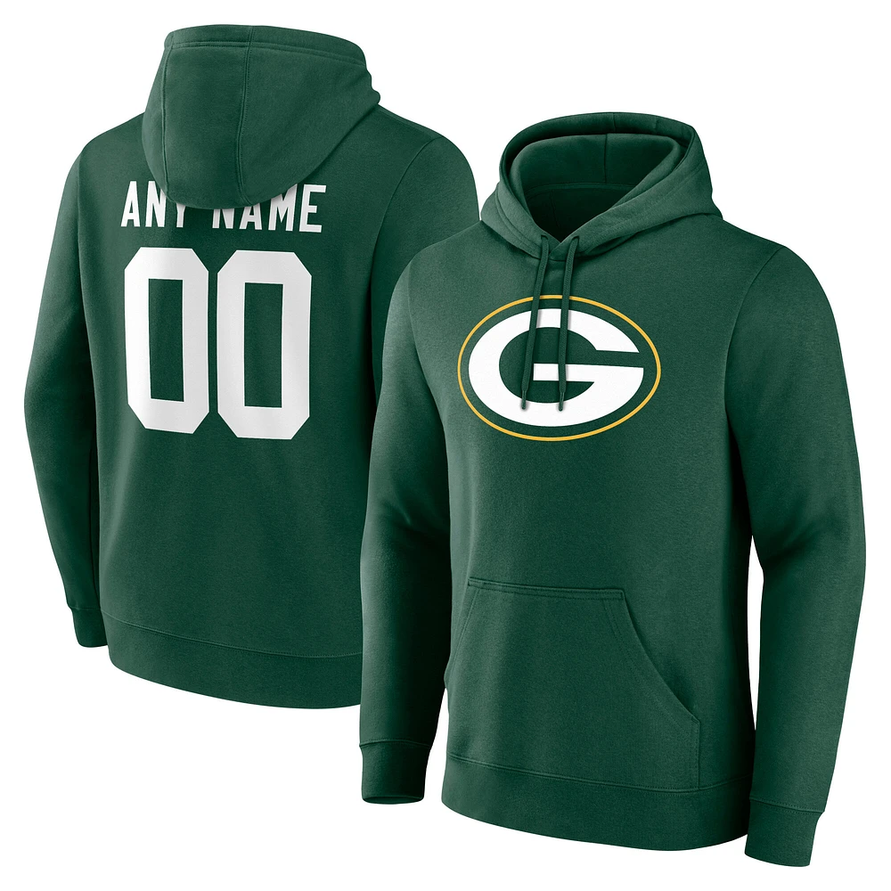 Men's Green Green Bay Packers Team Authentic Custom Name & Number Pullover Hoodie